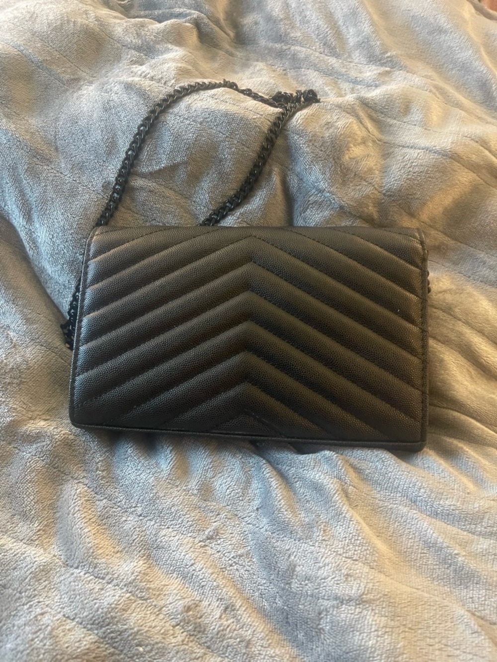 Saint Laurent Black Chevron Quilted Chain Crossbody - Picture 2 of 6